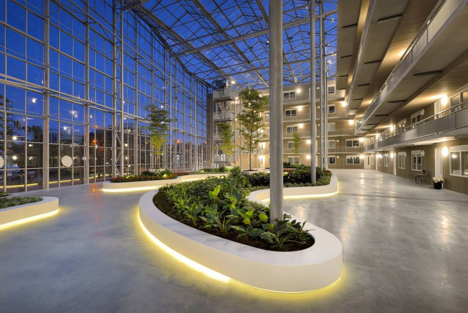 Het atrium - gemeenschappelijke binnentuin Futura
